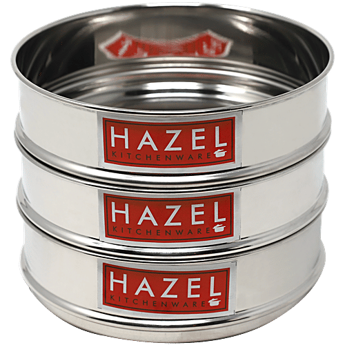 Hazel Stainless Steel Cooker Dabba Set - Flat, Perfect For 8 L Cookers, Steaming, Reheating, Silver, 1 L (Set of 3) 