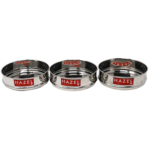 Hazel Stainless Steel Cooker Dabba Set - Flat, Perfect For 8 L Cookers, Steaming, Reheating, Silver, 1 L (Set of 3) 