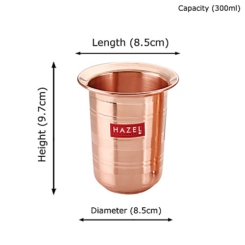 Hazel Copper Glass/Tumbler - Milky, Hammered Finish, Sturdy, For Everyday Use, 300 ml (1 pc) 