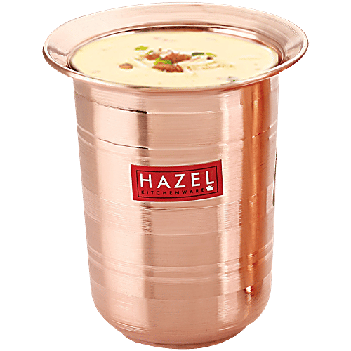 Hazel Copper Glass/Tumbler - Milky, Hammered Finish, Sturdy, For Everyday Use, 300 ml (1 pc) 