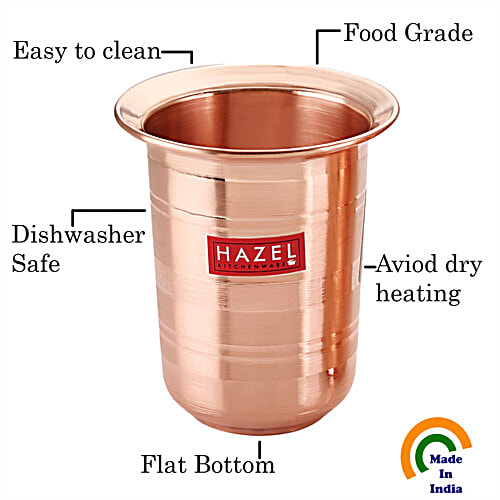 Hazel Copper Glass/Tumbler - Milky, Hammered Finish, Sturdy, For Everyday Use, 300 ml (1 pc) 