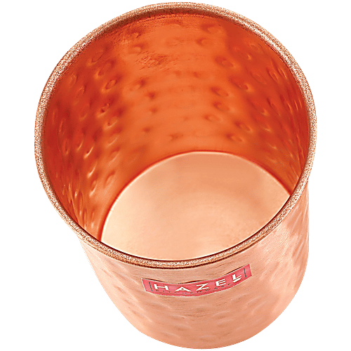 Hazel Copper Glass/Tumbler - Amrapali, Hammered Finish, Sturdy, For Everyday Use, 300 ml  