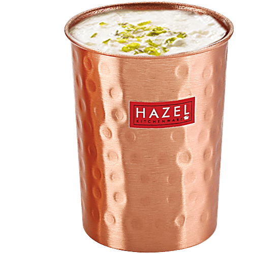 Hazel Copper Glass/Tumbler - Amrapali, Hammered Finish, Sturdy, For Everyday Use, 300 ml  