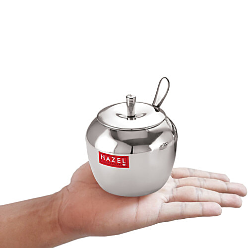 Hazel Stainless Steel Ghee Pot - Apple Shaped, Kitchen Storage Ghee, Serving Container, 250 ml (1 pc)