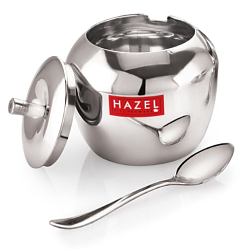 Hazel Stainless Steel Ghee Pot - Apple Shaped, Kitchen Storage Ghee, Serving Container, 250 ml (1 pc)
