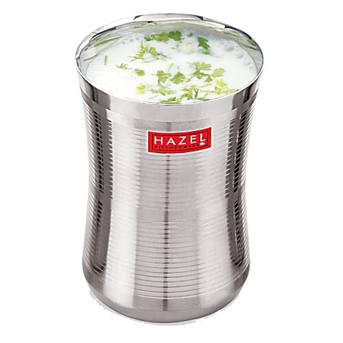 Buy HAZEL Stainless Steel Jumbo Water/Lassi Glass Damru Shaped