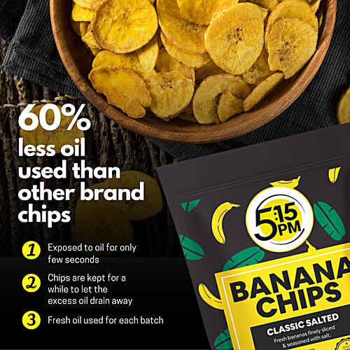 5:15PM Yellow Banana Chips Snacks - Classic Salted Flavour, No Preservatives Added, 400 g  