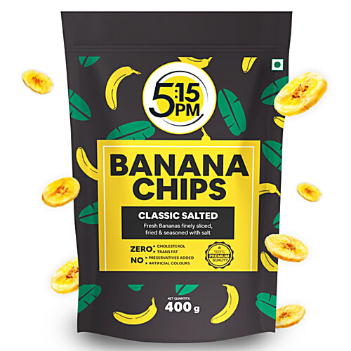 5:15PM Yellow Banana Chips Snacks - Classic Salted Flavour, No Preservatives Added, 400 g  