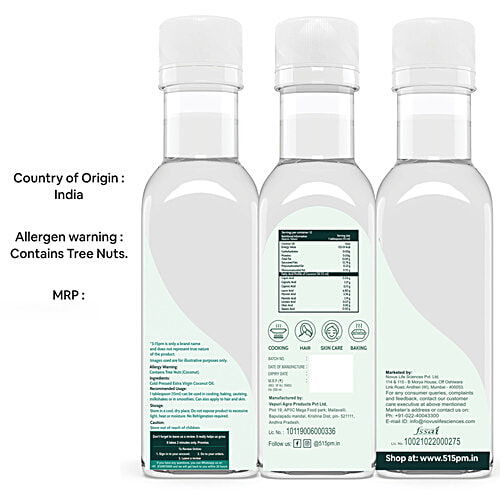 5:15PM Extra Virgin Cold Pressed Coconut Oil - For Hair Growth, Skin & Cooking, 200 ml  