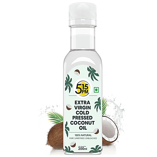 5:15PM Extra Virgin Cold Pressed Coconut Oil - For Hair Growth, Skin & Cooking, 200 ml  