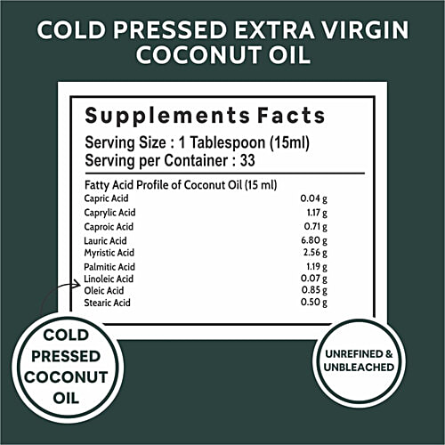 5:15PM Extra Virgin Cold Pressed Coconut Oil - For Hair Growth, Skin & Cooking, 500 ml  