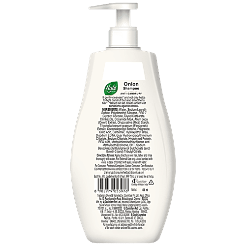 Nyle Naturals Onion Anti-Dandruff Shampoo - With Methi, 400 ml  Gentle & Soft