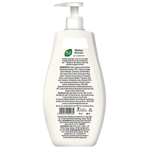 Nyle Naturals Onion Anti-Dandruff Shampoo - With Methi, 800 ml Gentle & Soft