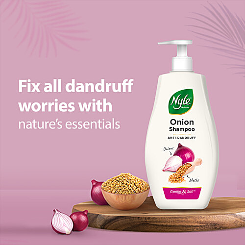 Nyle Naturals Onion Anti-Dandruff Shampoo - With Methi, 800 ml Gentle & Soft