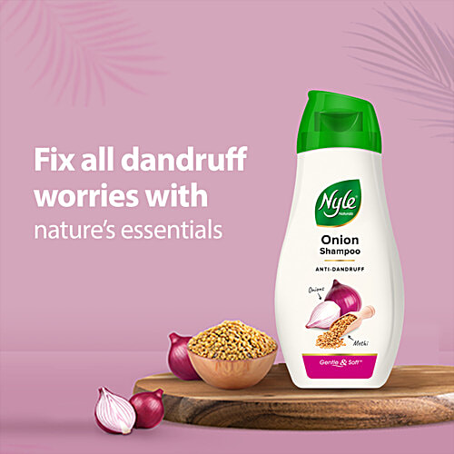 Nyle Naturals Onion Anti-Dandruff Shampoo - With Methi, 180 ml  Gentle & Soft