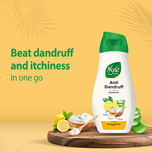 Nyle Naturals Anti-Dandruff Shampoo - With Curd & Lemon, 180 ml  Gentle & Soft