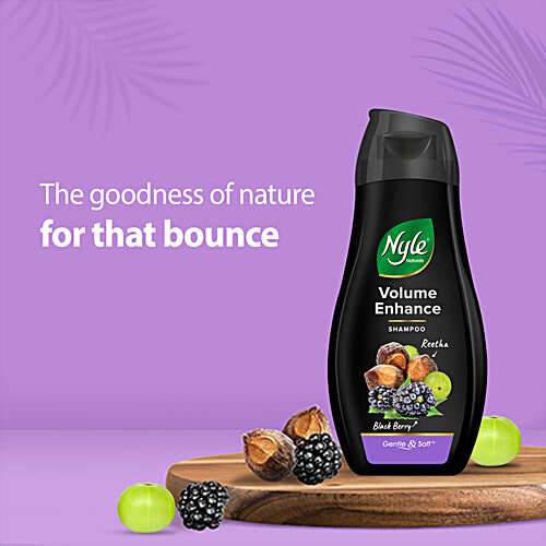 Nyle Naturals Volume Enhance Shampoo - With Reetha & Blackberry, 180 ml  Gentle & Soft