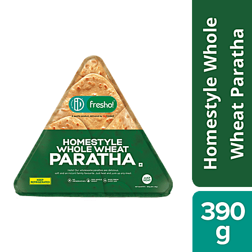 iD fresho! Homestyle Whole Wheat Paratha, 390 g Pouch No preservatives or artificial additives