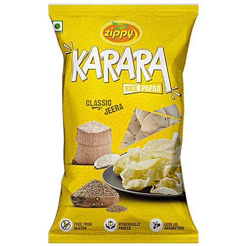 ZIPPY Karara Rice Papad - Classic Jeera , Ready To Cook, Perfect Accompaniment For Meals, 200 g Pouch 