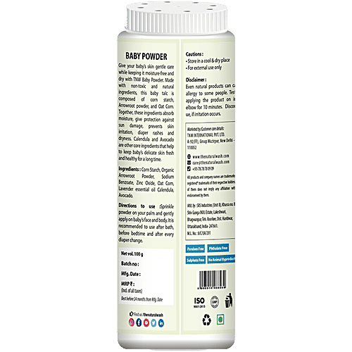 Buy TNWThe Natural Wash Baby Powder TalcFree, Cornstarch, Calendula