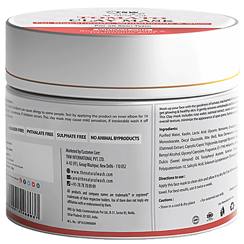 TNW-The Natural Wash Tomato Clay Mask - Removes Blackheads & Whiteheads With Niacinamide & Hyaluronic Acid, Glowing & Healthy Skin, 50 g  