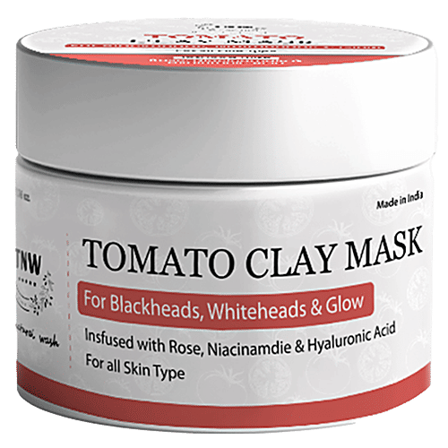 TNW-The Natural Wash Tomato Clay Mask - Removes Blackheads & Whiteheads With Niacinamide & Hyaluronic Acid, Glowing & Healthy Skin, 50 g  
