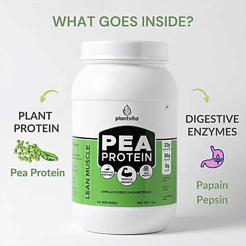 Buy PlantVita Pea Protein Powder Unflavoured, Unsweetened, For Muscle