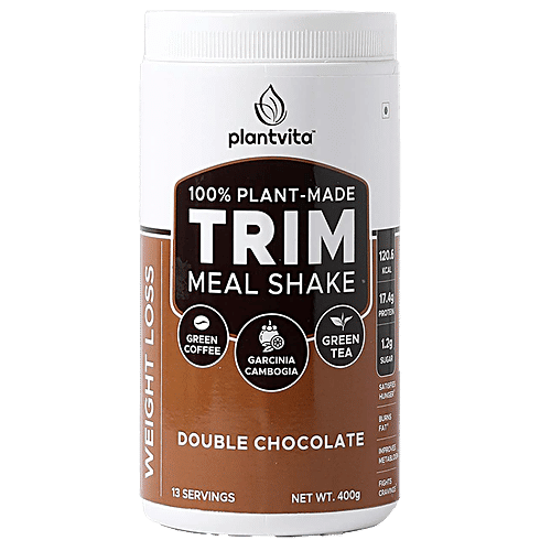 PlantVita Trim Meal Shake - Plant-Made, For Weight Loss, Double Chocolate, 400 g