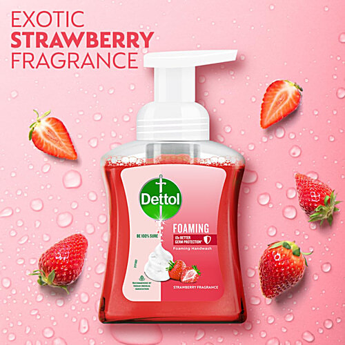 Dettol Foaming Handwash - Pump + Refill Combo, Strawberry, Rich Foam, Moisturizing, Soft On Hands, 250 ml (200 ml Refill Pack) 