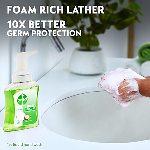 Dettol Foaming Handwash - Pump + Refill Combo, Aloe Coconut, Rich Foam, Moisturizing, Soft On Hands, 250 ml (200 ml Refill Pack) 