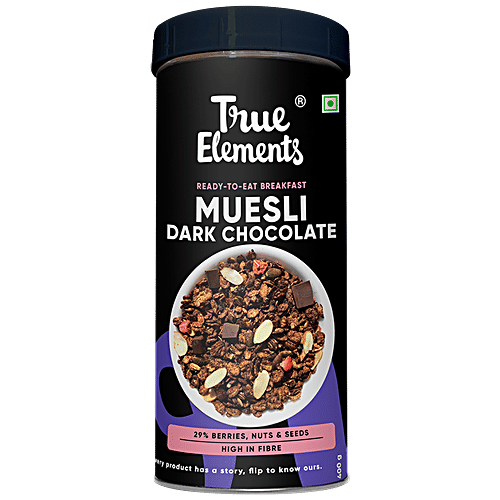 True Elements Dark Chocolate Muesli - Nuts & Berries, Rich In Antioxidants, Ready To Eat Breakfast, 400 g Jar 