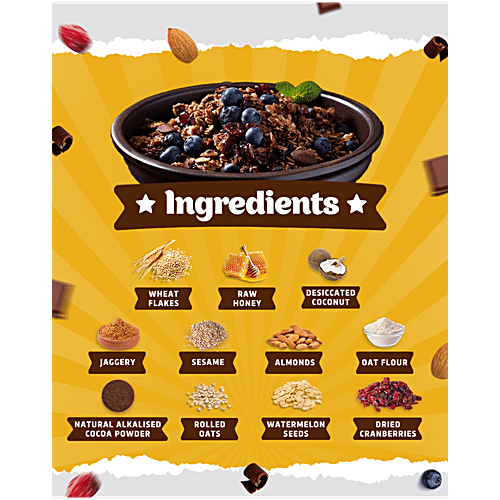 True Elements Dark Chocolate Muesli - Nuts & Berries, Rich In Antioxidants, Ready To Eat Breakfast, 1 kg Jar 