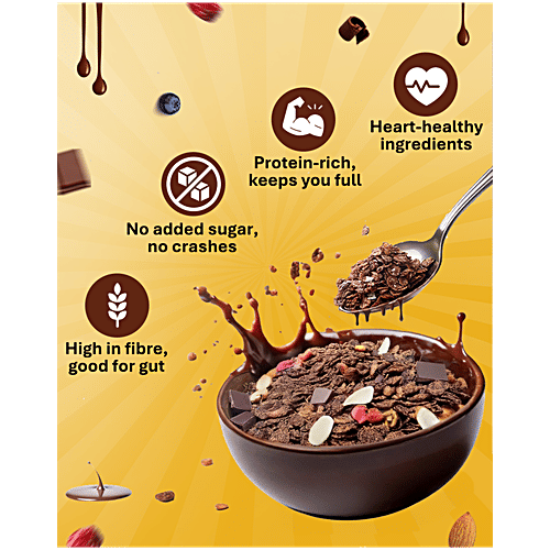 True Elements Dark Chocolate Muesli - Nuts & Berries, Rich In Antioxidants, Ready To Eat Breakfast, 1 kg Jar 