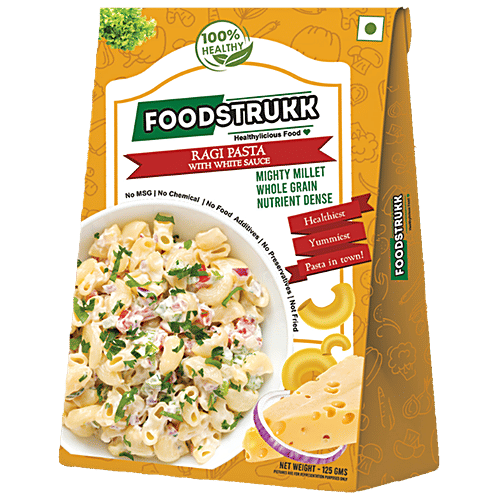 Foodstrukk Ragi Pasta With White Sauce - Mighty Millet, Nutrient Dense, Natural, 125 g Pouch 