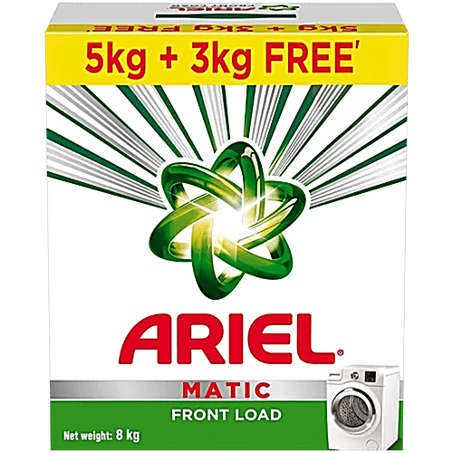 Ariel Matic Detergent Powder Front Load - For Washing Machines, 8 kg (Get 5 kg + 3 kg free) 