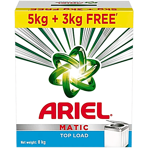Ariel Matic Detergent Powder Top Load - For Washing Machines, 8 kg (Get 5 kg + 3 kg free) 