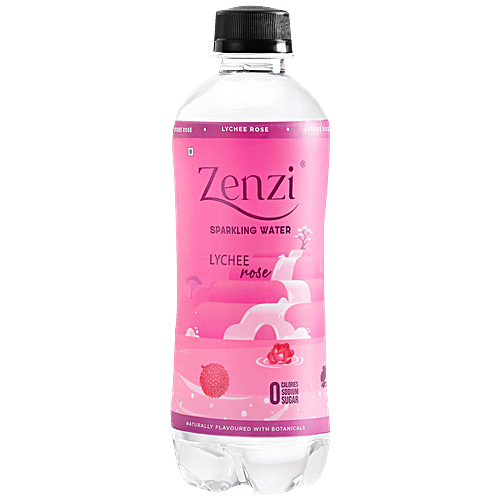 Zenzi Sparkling Water - Lychee Rose, Natural Flavour, 350 ml Bottle 