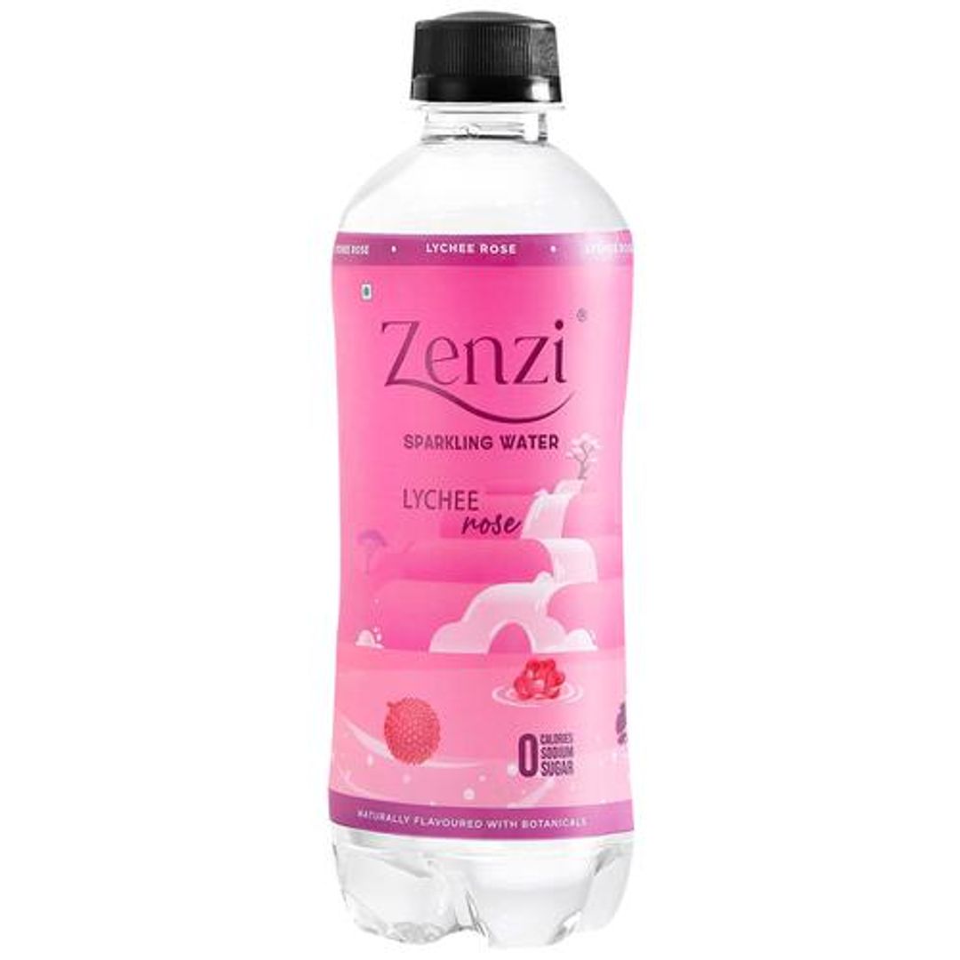 Zenzi Sparkling Water - Lychee Rose, Natural Flavour, 350 ml Bottle