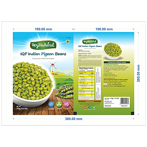 VEGINATURAL Tuvar/Lilva/ Pigeon Beans - Natural, Ready To Use, Proteins & Vitamins Rich, 312 g Pouch