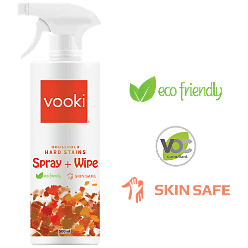 Vooki Household Hard Stains Spray + Wipe, 500 ml  Eco friendly, Skin Safe