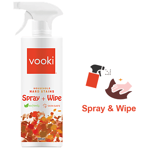 Vooki Household Hard Stains Spray + Wipe, 500 ml  Eco friendly, Skin Safe