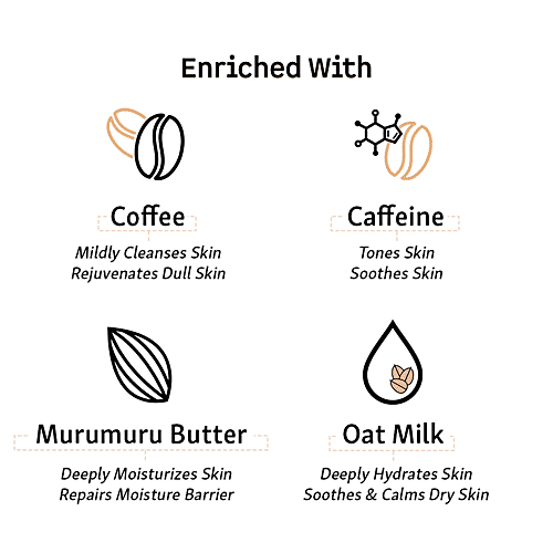mCaffeine Naked & Raw Latte Coffee Body Wash - Mildly Cleanses & Smoothens The Skin, 300 ml