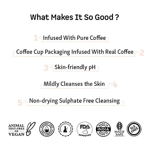 mCaffeine Naked & Raw Latte Coffee Body Wash - Mildly Cleanses & Smoothens The Skin, 300 ml