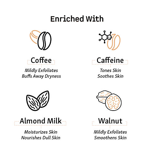 mCaffeine Naked & Raw Cappuccino Coffee Body Wash - Mildly Exfoliates & Smoothens The Skin, 300 ml  