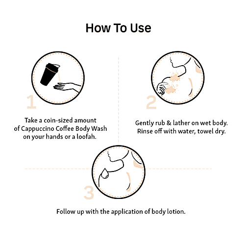 mCaffeine Naked & Raw Cappuccino Coffee Body Wash - Mildly Exfoliates & Smoothens The Skin, 300 ml  