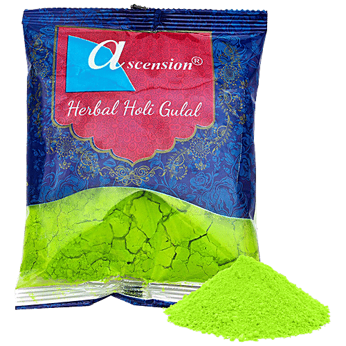 Ascension Herbal Holi Color/Gulal - Green, Skin Friendly, Non-Toxic, For Festive Use, 100 g Pouch 