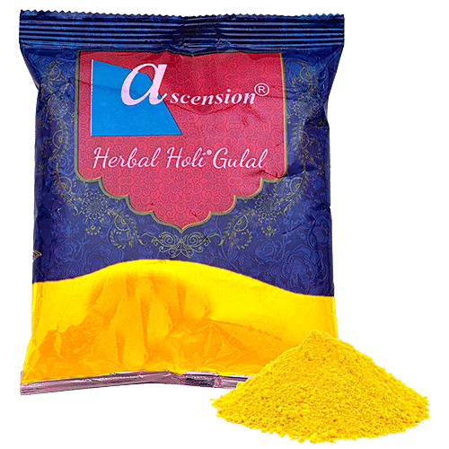 Ascension Herbal Holi Color/Gulal - Yellow, Skin Friendly, Non-Toxic, For Festive Use, 100 g Pouch 