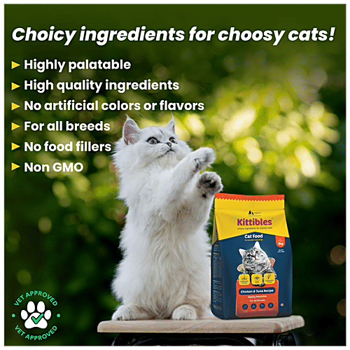 Wiggles.in Kittibles - Cat Food Dry, Adult, Chicken, Tuna Fish, Ashwagandha, Rosemary Extract, 1 kg  