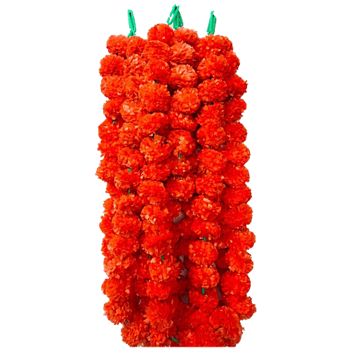 Klassic KL-ComboYelOr10 - Artificial Marigold Fluffy Flower Garlands, Orange, Yellow, Standard Size, For Pooja Decoration/Door Hangings, 10 pcs  