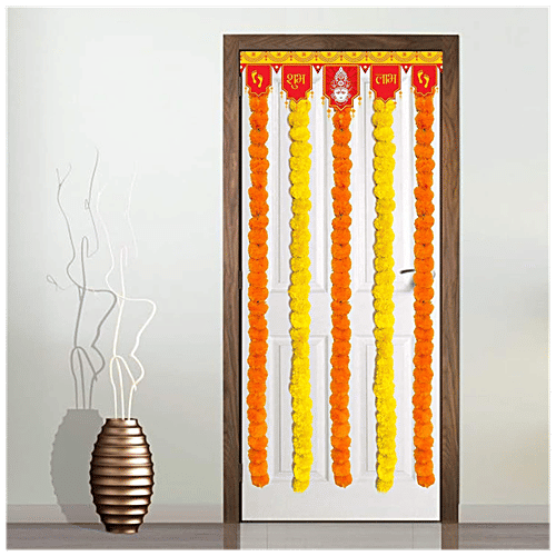 Klassic KL-ComboYelOr10 - Artificial Marigold Fluffy Flower Garlands, Orange, Yellow, Standard Size, For Pooja Decoration/Door Hangings, 10 pcs  